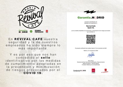 Revival Cafe presta servicio en la subcategoría de Restaurantes para comidas y cenas de empresa en Madrid