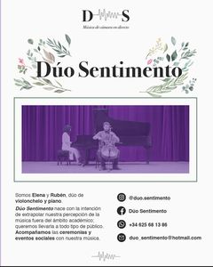 Dúo Sentimento presta servicio en la subcategoría de Música clásica, Ópera y Coros en Málaga