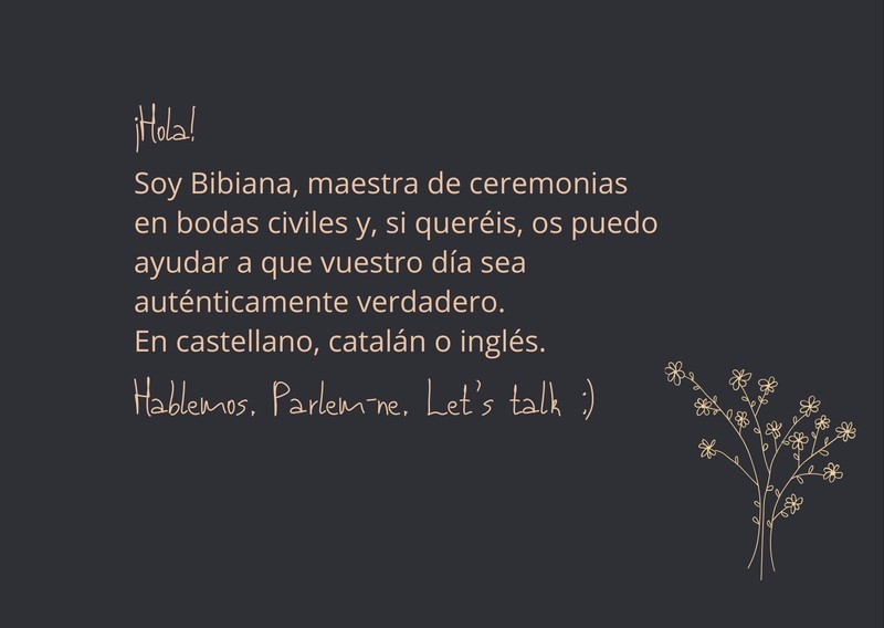 Bibiana Maestra de Ceremonias en CATALÁN, CASTELLANO e INGLÉS presta servicio en la subcategoría de  en 